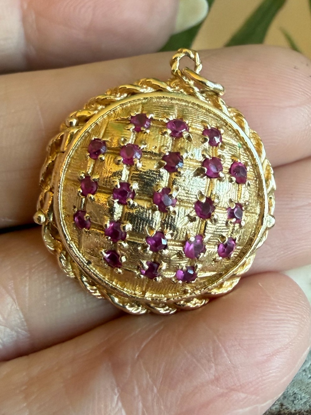 14k gold and ruby locket